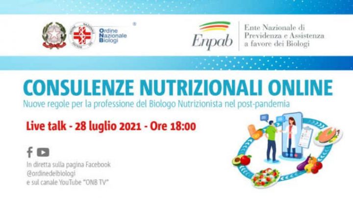 Consulenze nutrizionali online: nuove regole per la professione del Biologo Nutrizionista, il 28 luglio “live talk” a Napoli